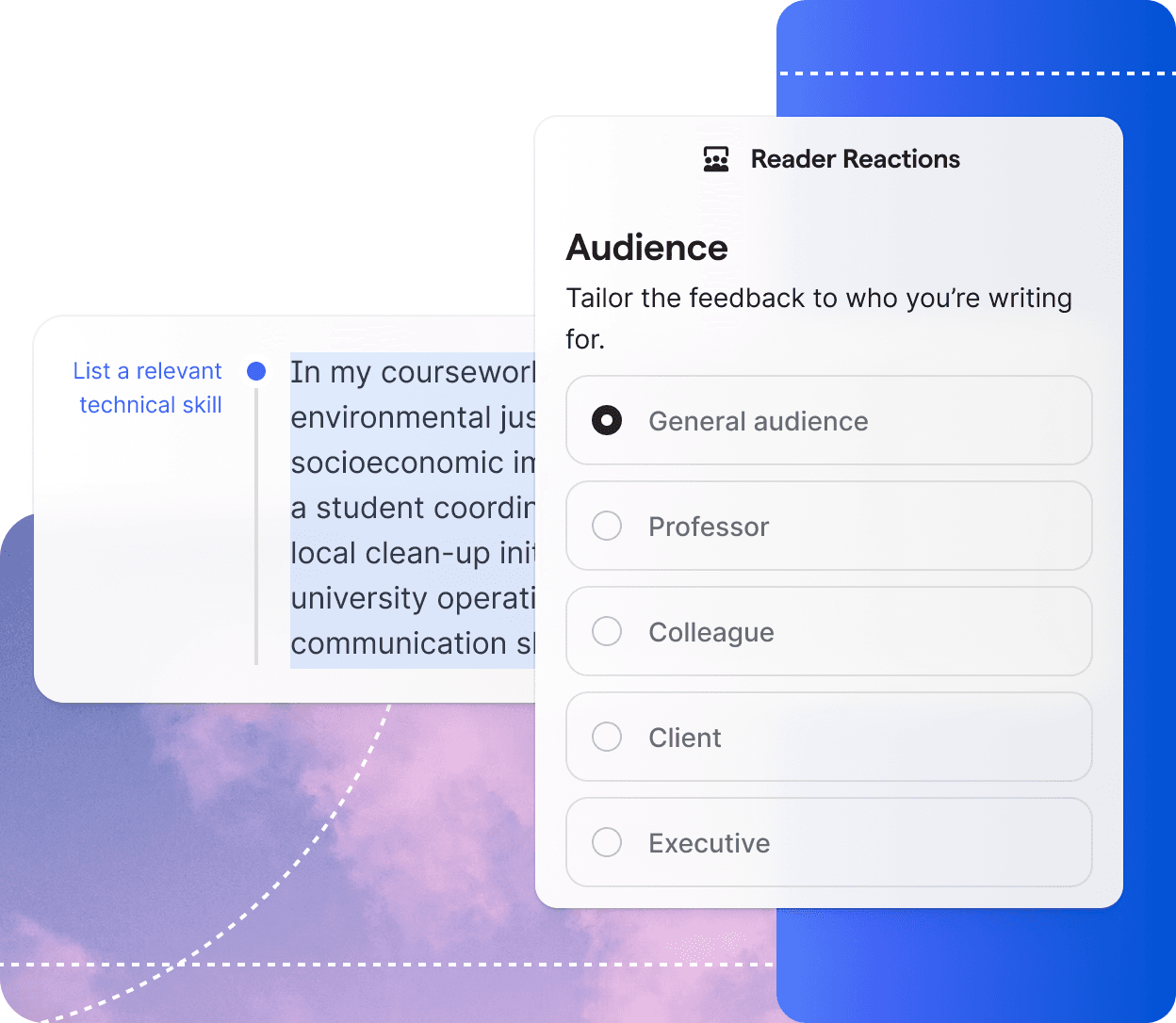 Choosing an audience using Reader Reactions agent
