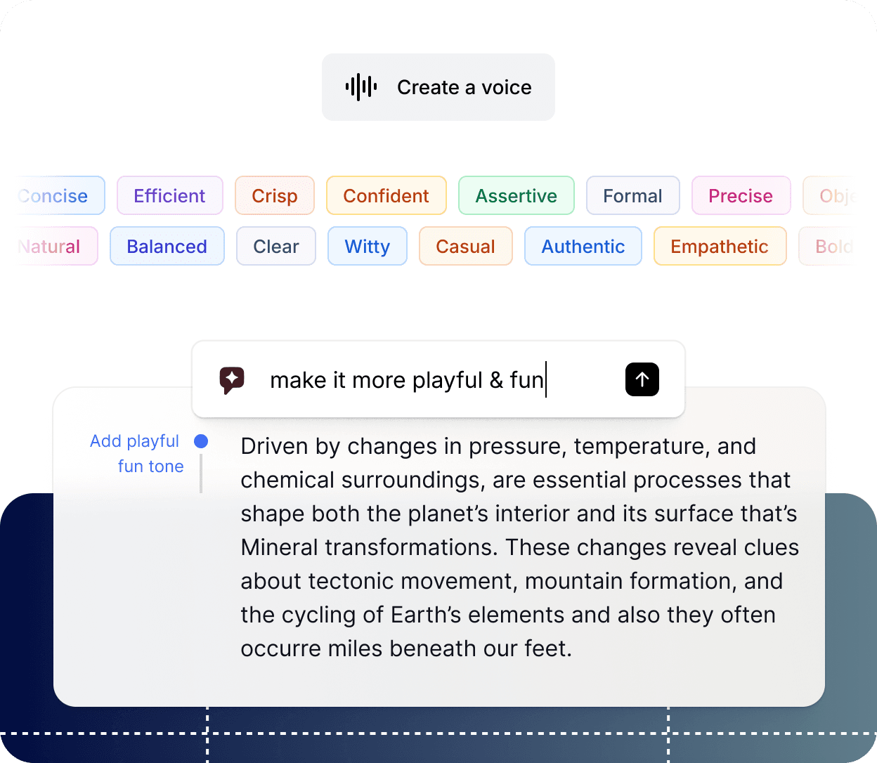 A user asking Grammarly to make their text more playful and fun